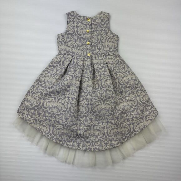 Genuine Kids OshKosh 3T Brocade Party Dress Purple Silver Tulle Lined Formal - Picture 3 of 10